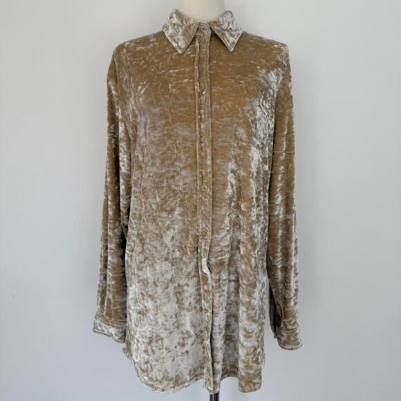 VINTAGE CRUSHED VELVET BUTTON-UP SHIRT - Picture 2 of 4
